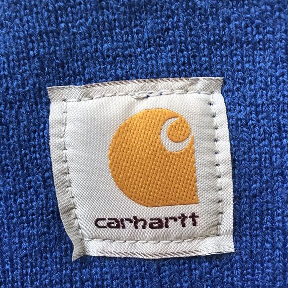 2016 Carhartt A18 Watch Hat Logo Patch Knit Cuffed Beanie Royal Blue O/S USA EUC - Picture 2 of 5
